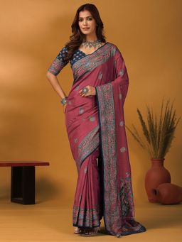 Akhilam - Viscose Mauve Saree with Unstitched Blouse