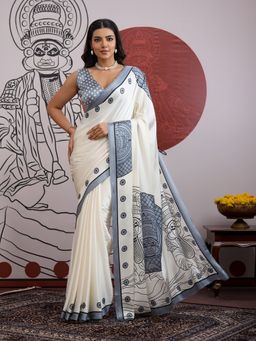 Akhilam - Printed Saree with Unstitched Blouse