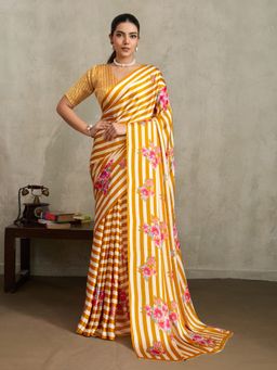 Akhilam - Satin Mustard Saree with Unstitched Blouse