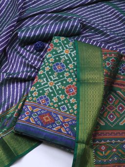 MEENA BAZAAR - Printed Green Art Silk Unstitched Dress Material