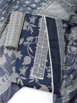 MEENA BAZAAR - Blue Cotton Unstitched Dress Material