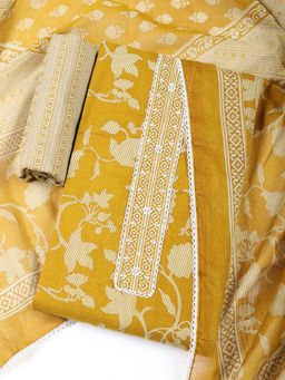 MEENA BAZAAR - Mustard Cotton Unstitched Dress Material