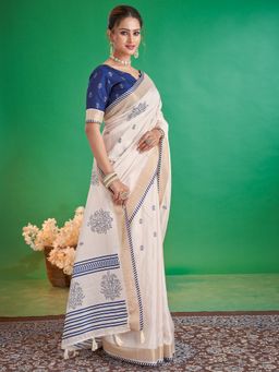 Akhilam - Off White Saree with Unstitched Blouse
