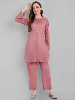 Mera Rang - Pink Mul Embroidery Co-Ord (Set of 2)