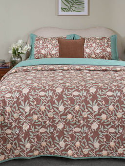 Maspar - Brown Cotton Bedding Quilt, Bedsheet, Pillow & Cushion Covers (King)