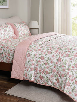 Maspar - Pink Floral 115 Gsm Cotton Quilt (Single)