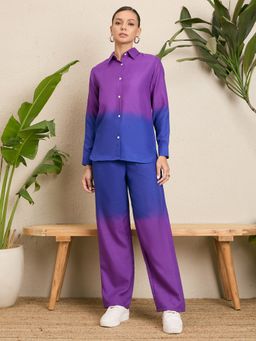 Uptownie - Shaded Cotton Linen Two Piece Colorblock Multi Color Co-Ord (Set of 2)