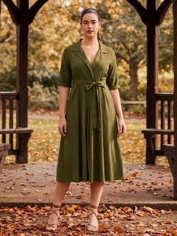 Styli - Women Plain Short Sleeves Blazer Midi Dress