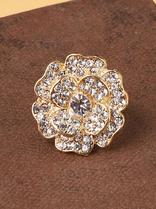 Anika's Creations Anika's Creation Stone Studded Gold Plated Designer Ring