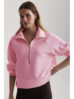 KOTTY - Pink Women's Half-Zip Sweatshirt Classic Style with Modern Comfort