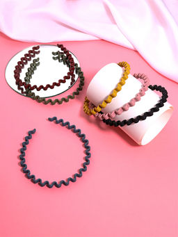 Yellow Chimes - Set Of 6 Pcs Multicolor Zigzag Hair Bands