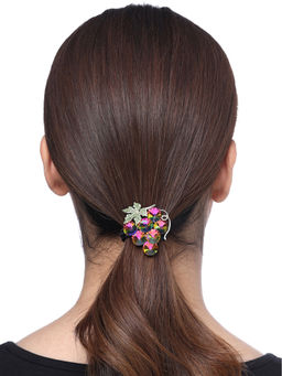 Yellow Chimes - Melbees By Women Purple And Black Fruit Bunch Charms Ponytail Holders