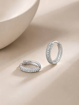 Axora Life - 925 Sterling Silver Cz Hoop Earrings For Women