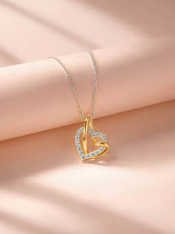 Axora Life - 925 Sterling Silver Interlocking Heart CZ Pendant With Chain For Women