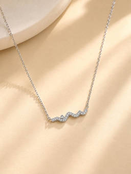 Axora Life - 925 Sterling Silver Wavy CZ Pendant With Chain for Women