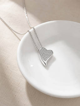 Axora Life - 925 Sterling Silver CZ Heart Pendant With Chain for Women