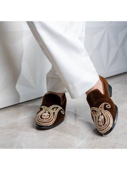 THE ALTER - Paisely Embroidery Slip-Ons Loafers Brown