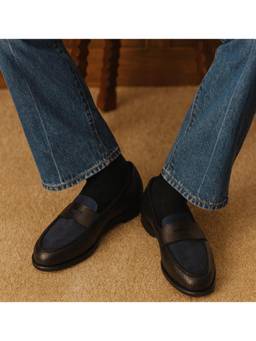 THE ALTER - Penny Loafers In Midnight Navy Blue Suede