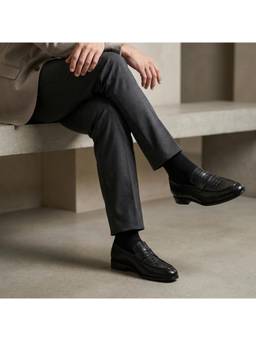 THE ALTER - Croco Slip-Ons Loafers Black