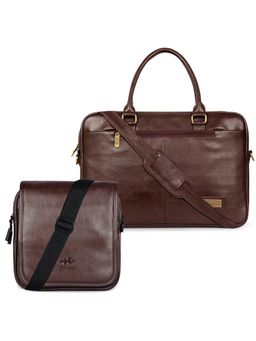 The Clownfish - Combo Of Signatura 15.6 Inch Laptop Briefcase & Brown Sling Messenger Bag