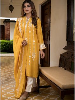 House Of Muher - Sana Mustard Suit Set (Set of 3)