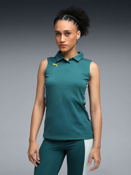 Puma - Womens Green Sleeveless Polo T-shirt