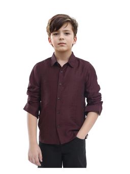 RARE ONES - Yard Maroon Viscose Blend Full Sleeve Button Solid Regular Fit Shirt - Rare Ones By Rare Rabbit