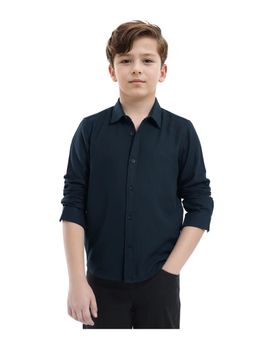 RARE ONES - Tago Teal Cotton Full Sleeve Button Solid Regular Fit Shirt - Rare Ones By Rare Rabbit