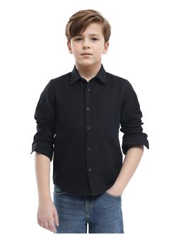 RARE ONES - Tago Black Cotton Full Sleeve Button Solid Regular Fit Shirt - Rare Ones By Rare Rabbit