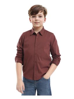 RARE ONES - Beno Rust Cotton Blend Full Sleeve Button Solid Regular Fit Shirt - Rare Ones By Rare Rabbit