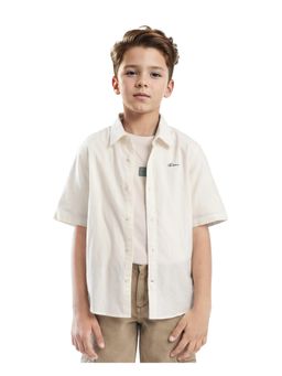 RARE ONES - Cora Off White Cotton Half Sleeve Embroidered Regular Fit Shirt - Rare Ones By Rare Rabbit