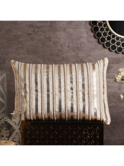 HomeTown - Nelumbra Stripe Beaded Embroidered Cushion Cover 30x45 Cm in Multi-Color