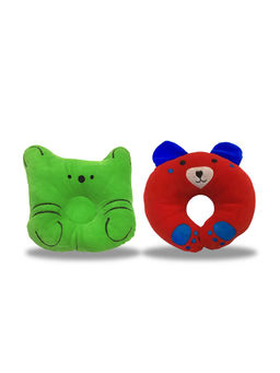 Chinmay Kids - Newborn Baby Neck Support Green and Red Pillows for Head Shaping & Nursing (Pack of 2)