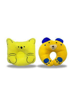 Chinmay Kids - Newborn Baby Neck Support Yellow and Mustard Pillows for Head Shaping (Pack of 2)