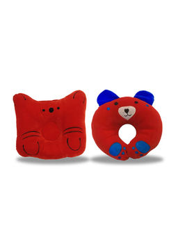 Chinmay Kids - Newborn Baby Neck Support Red Pillows for Head Shaping & Nursing (Pack of 2)