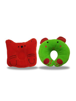 Chinmay Kids - Newborn Baby Neck Support Red and Green Pillows for Head Shaping & Nursing (Pack of 2)