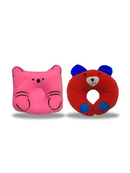 Chinmay Kids - Newborn Baby Neck Support Pink and Red Pillows for Head Shaping & Nursing (Pack of 2)