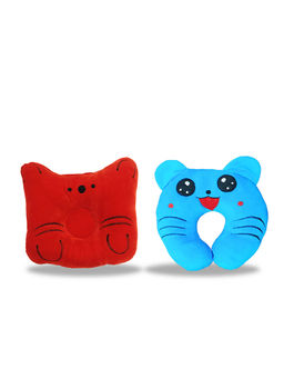 Chinmay Kids - Newborn Baby Neck Support Pink and Blue Pillows for Head Shaping & Nursing (Pack of 2)