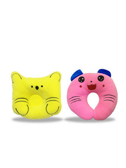 Chinmay Kids - Newborn Baby Neck Support Orange and Pink Pillows for Head Shaping (Pack of 2)