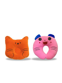 Chinmay Kids - Newborn Baby Neck Support Red and Pink Pillows for Head Shaping & Nursing (Pack of 2)