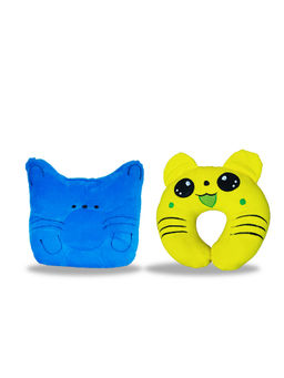 Chinmay Kids - Newborn Baby Neck Support Blue and Yellow Pillows for Head Shaping (Pack of 2)