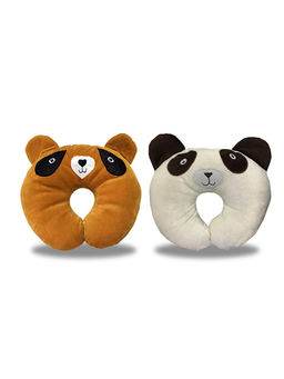 Chinmay Kids - Soft Brown and Grey Pillows with U Shape Anti-Flat Sleeping Support (Pack of 2)