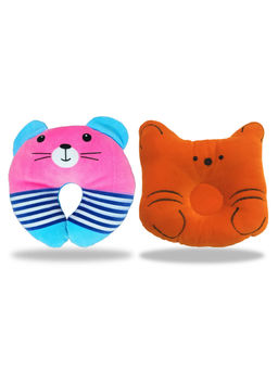 Chinmay Kids - Pink and Red Newborn Baby Neck Support Pillows for Head Shaping & Nursing (Pack of 2)