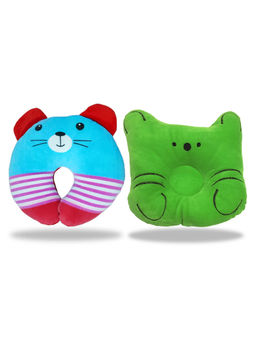 Chinmay Kids - Blue and Green Newborn Baby Neck Support Pillows for Head Shaping & Nursing (Pack of 2)