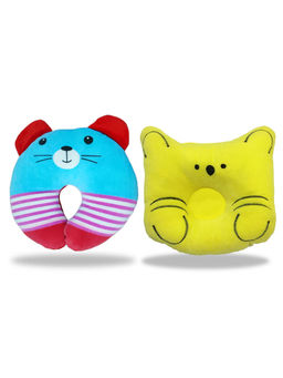 Chinmay Kids - Blue and Yellow Infant Neck Support Pillows for Head Shaping & Nursing (Pack of 2)