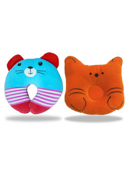 Chinmay Kids - Blue and Orange Infant Neck Support Pillows for Head Shaping & Nursing (Pack of 2)