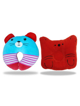 Chinmay Kids - Blue and Red Newborn Baby Neck Support Pillows for Head Shaping & Nursing (Pack of 2)