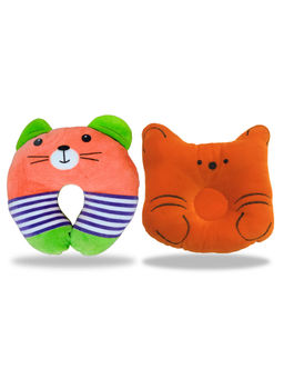 Chinmay Kids - Orange and Red Newborn Baby Neck Support Pillows for Head Shaping & Nursing (Pack of 2)