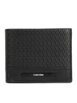 Calvin Klein - Typographic Black Leather Bi-Folds Wallet