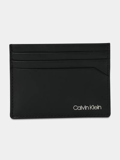 Solid Black Leather Card Wallet